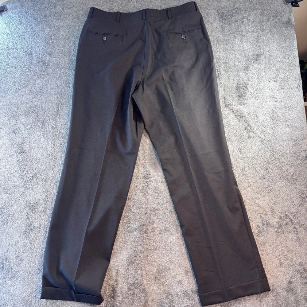 Oscar de la Renta Mens Black 100% Wool‎ Pleated Cuffed Dress Pants 36W 32L J177